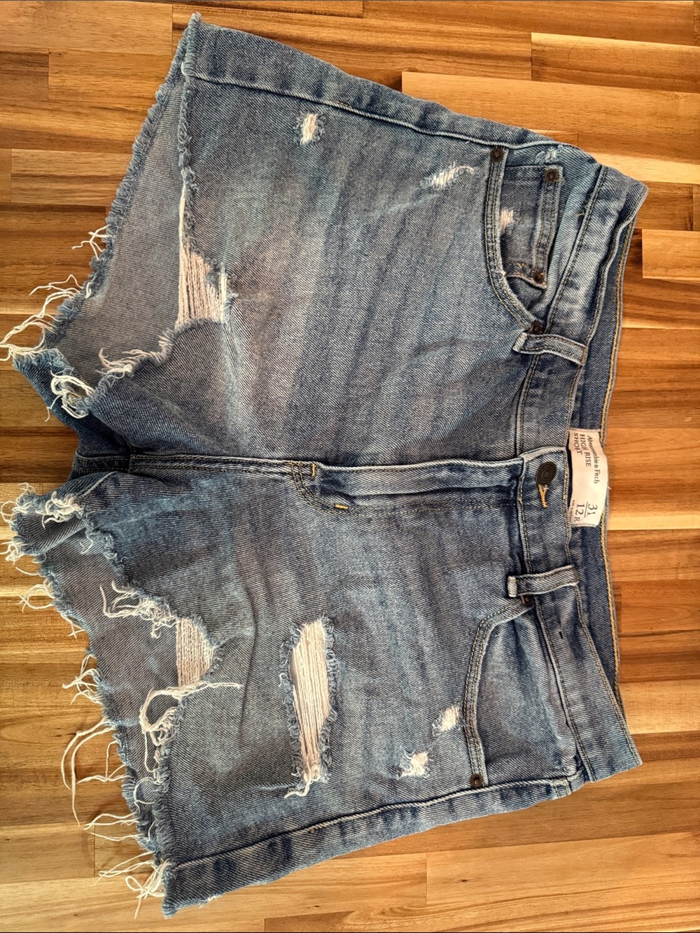 Abercrombie & Fitch High-Rise Denim Shorts - Blue